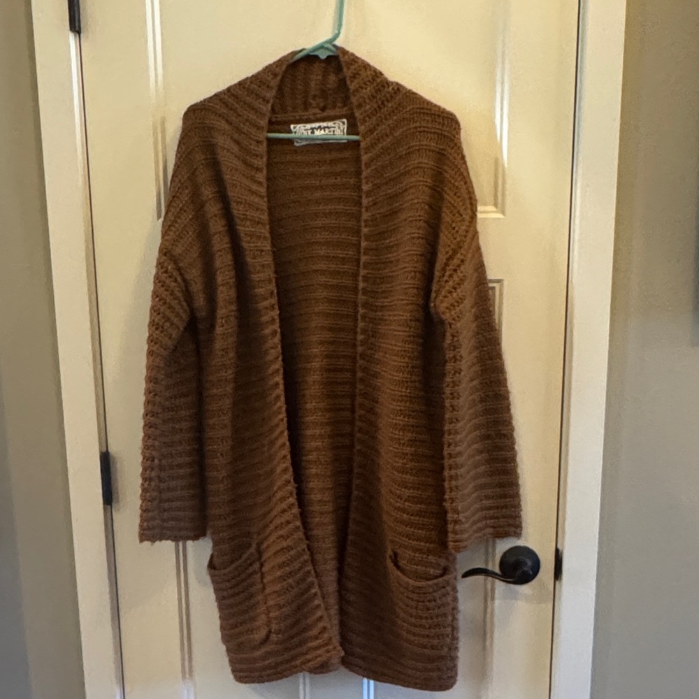 Pink Martini Chunky Long Brown Sweater